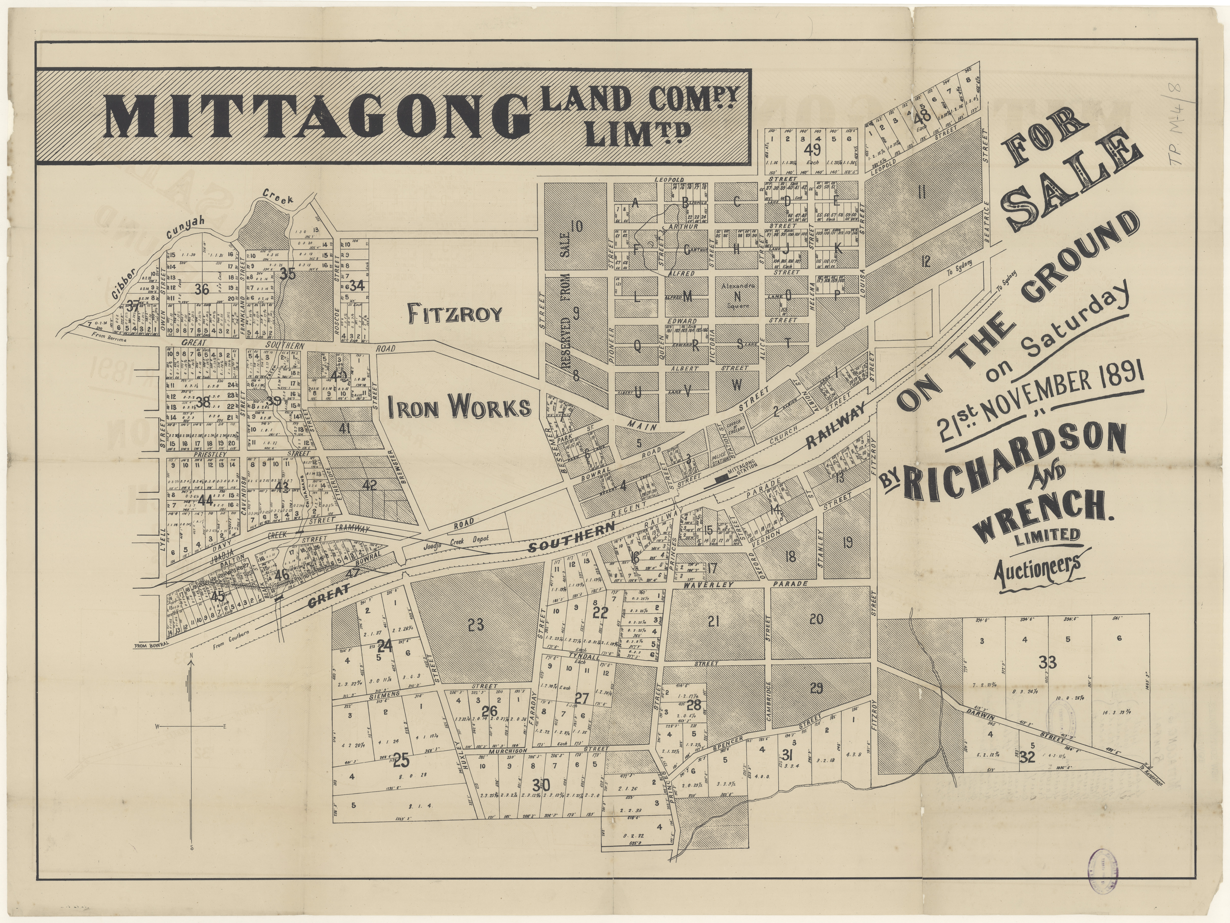 1891 Mittagong Land Company sale plan