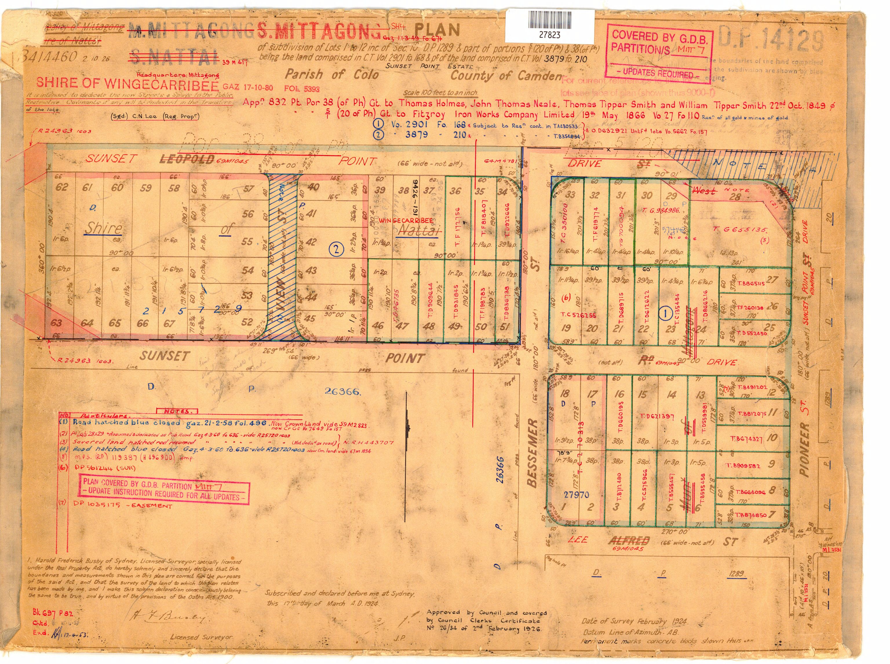 Sunset Point Estate subdivision plan